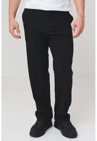 Pantaloni eleganti din amestec de lana cu buzunare laterale - Negru stins