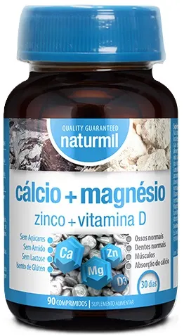 Calciu + Magneziu + Zinc + Vitamina D3, 90 comprimate, Naturmil