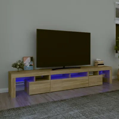 vidaXL Comodă TV cu lumini LED, stejar sonoma, 230x36,5x40 cm