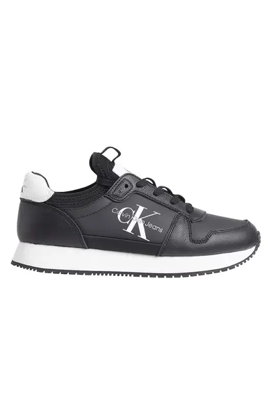 Pantofi sport de piele cu logo - Negru/Alb optic