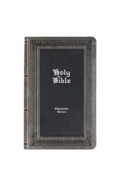 KJV Holy Bible, Giant Print Standard Size Faux Leather Red Letter Edition - Thumb Index & Ribbon Marker, King James Version, Gray/Black