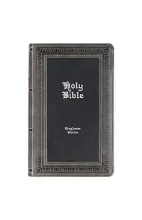 KJV Holy Bible, Giant Print Standard Size Faux Leather Red Letter Edition - Thumb Index & Ribbon Marker, King James Version, Gray/Black