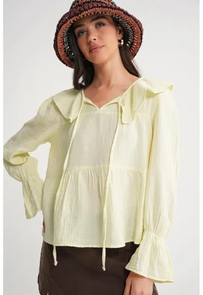 Bluze dama - HiCCUP - Bluza guler sal - galben chihlimbar - textil