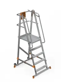 Scara industriala rabatabila (pliabila) din aluminiu cu 4 trepte si platforma h=132cm, inaltime de lucru 3,3m - CNO-SME-FWPL14