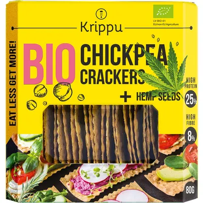 Crackers din Naut cu Seminte de Canepa Ecologici/Bio 80g