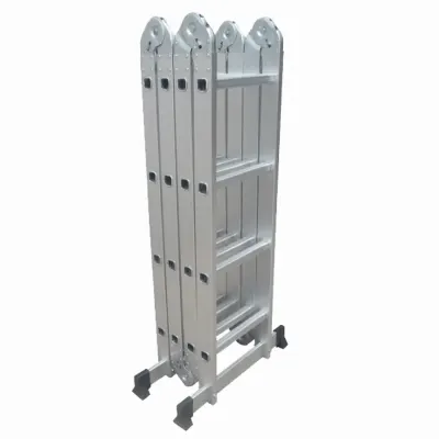 Scara multifunctionala din aluminiu cu balama MESTERINO TOOLS JL-201-4X4, 4.7 metri, 4x4 trepte, greutate maxima 150 kg