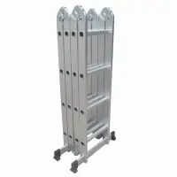Scara multifunctionala din aluminiu cu balama MESTERINO TOOLS JL-201-4X4, 4.7 metri, 4x4 trepte, greutate maxima 150 kg