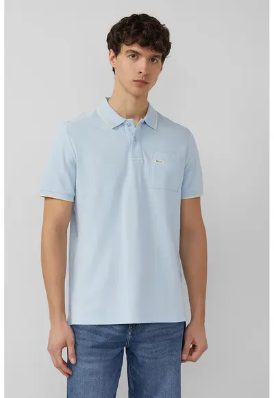 Tricou polo din bumbac cu buzunar pe piept
