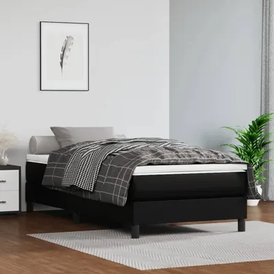 vidaXL Saltea cu arcuri buzunar, fermitate medie, negru, 120x190x20 cm, piele ecologică