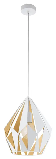 Pendul Eglo - Carlton 1, E27, Ø31 cm, alb/cupru-auriu