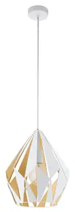 Pendul Eglo - Carlton 1, E27, Ø31 cm, alb/cupru-auriu