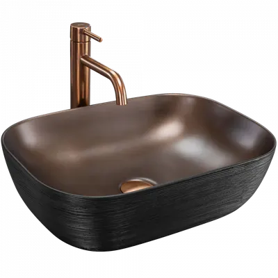 Lavoar pe blat dreptunghiular, negru cupru 46 cm, Rea Belinda