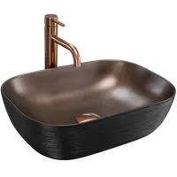 Lavoar pe blat dreptunghiular, negru cupru 46 cm, Rea Belinda