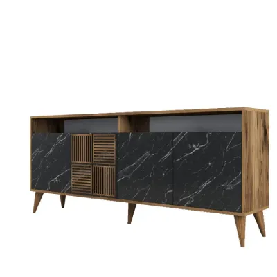 Comoda MILAN, nuc + negru, 180x35x78 cm