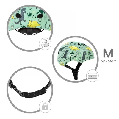 Casca de protectie pentru copii Kidwell Orix Plus Dino, sistem de reglare, M, 52-56 cm, 3 ani+