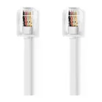 Set 4 x Cablu Telefon RJ11 Tata, RJ11 Tata, 2 m, Contacte Aurite, Alb, Nedis