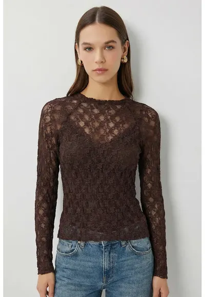 Bluza dama - Happiness Istanbul - Maro inchis - Dantela