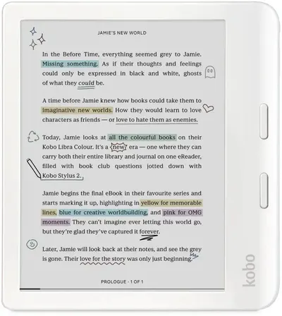 Cititor de cărți electronice Kobo - Libra Colour, 7'', 32GB, alb
