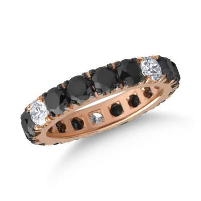 Inel din aur roz cu diamante negre de 3.58ct si diamante transparente de 0.58ct
