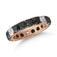 Inel din aur roz cu diamante negre de 3.58ct si diamante transparente de 0.58ct