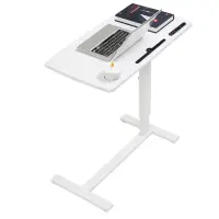 Masă reglabilă pentru laptop cu suport pentru cană și slot – design modern, robustă și multifuncțională-80x40x(66-94)cm-white
