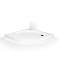 Cadita de dus semirotunda, din acril, alba, 80x80x6 cm, Roth Dream Flat