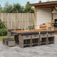 Gossi set mobilier de gradina cu perne, 13 piese, gri, poliratan
