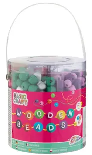 Set creativ Grafix Basic Craft - margele de lemn, 250 grame