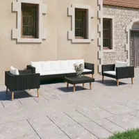 Gossi set mobilier de gradina cu perne, 4 piese, negru, poliratan