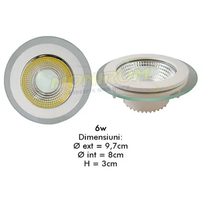Spot Led COB sticla 6w/6500k 3000k 4000k (round) *TV 0,25ron