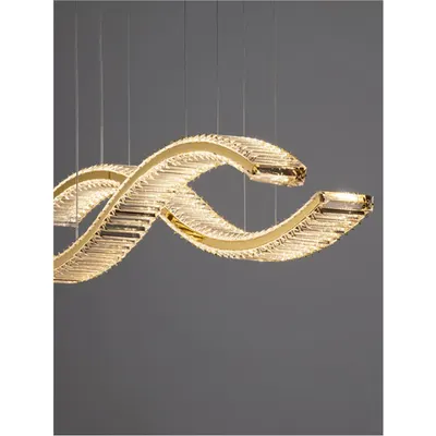 Lampa suspendata AURELIA Auriu Metal & Crystal LED 95W 230V 12224Lm 3500K IP20 Class I