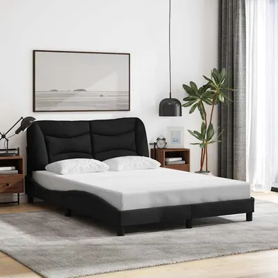 vidaXL Cadru de pat fără saltea, Hvar, negru, 120x200 cm, textil