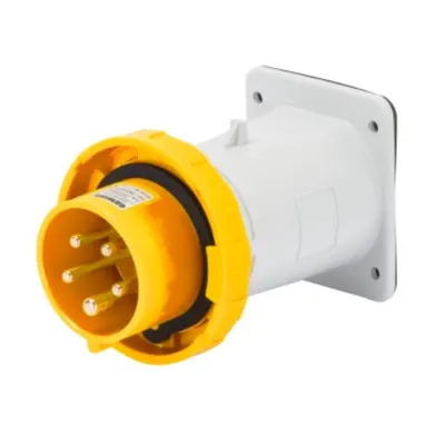 Stecher fisa industriala fixa - IP67 - 2P+E 32A 100-130V 50/60HZ - YELLOW - 4H - Strangere cu surub