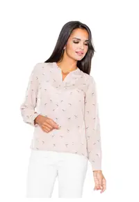 Camasa eleganta M254 fara guler - motiv animale - roz - poliester