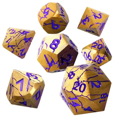 Set de zaruri GlassStaff - Metal RPG Dice Set, Shattered Sigils (7 buc)