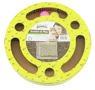 Pawise Round Cat Scratch and Play cu Catnip pentru Pisici