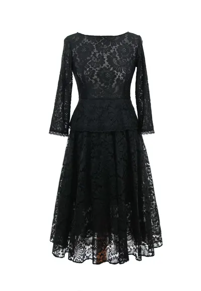 Rochie midi din dantela MINA - Negru