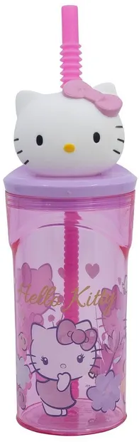 Cană cu pai și figurină 3D Stor Hello Kitty - 360 ml