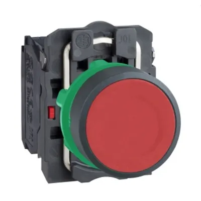 Buton Rosu Ø 22, Incastrat, Revenire cu Arc, 1No+1Nc