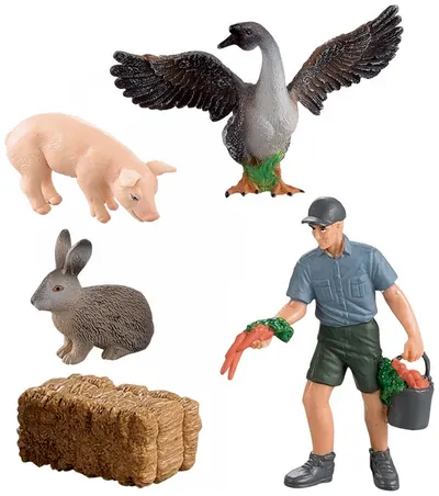 Set de joacă Rappa - Animale de fermă în cutie, 5 piese