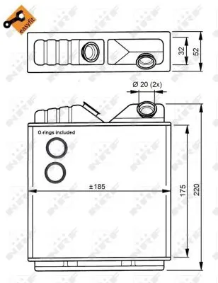 Schimbator caldura incalzire habitaclu (185x175x32) OPEL ASTRA F, ASTRA F CLASSIC, CALIBRA A 1.4-2.5 intre 1989-2005