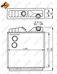 Schimbator caldura incalzire habitaclu (185x175x32) OPEL ASTRA F, ASTRA F CLASSIC, CALIBRA A 1.4-2.5 intre 1989-2005