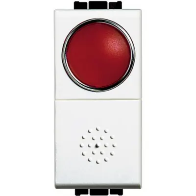 Buton cu indicator rosu 10A - 250V LiVing Light alb