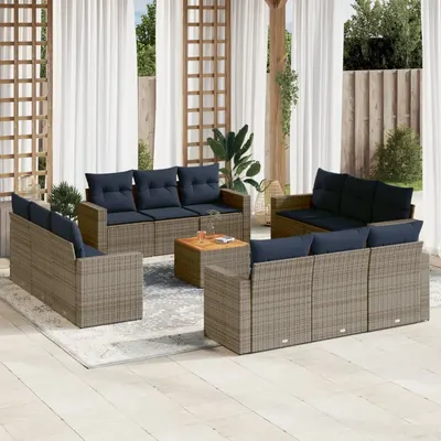 Gossi set mobilier de gradina cu perne, 13 piese, gri, poliratan