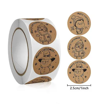 Rolă 500 stickere kraft Crăciun 2.5cm - model 4 - Default Title