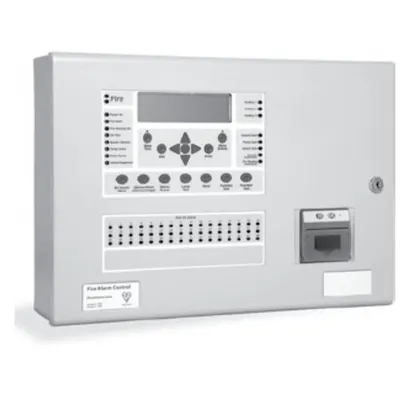 Centrala de incendiu cu 2 bucle Kentec ENSH63962 14* cu 96 LED-uri de zona, montaj ingropat, cu cheie de activare