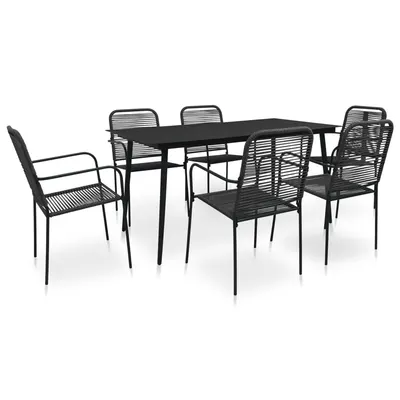 Gossi set mobilier de exterior, 7 piese, negru, franghie si otel