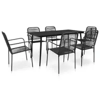 Gossi set mobilier de exterior, 7 piese, negru, franghie si otel