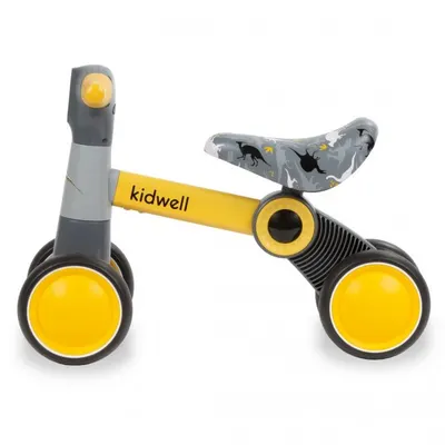 Ride-On pentru copii fara pedale Kidwell Petito Dino, varsta 1-3 ani, greutatea maxima a copilului 20 kg, roti din spuma EVA, sa conturata, moale, din piele ecologica