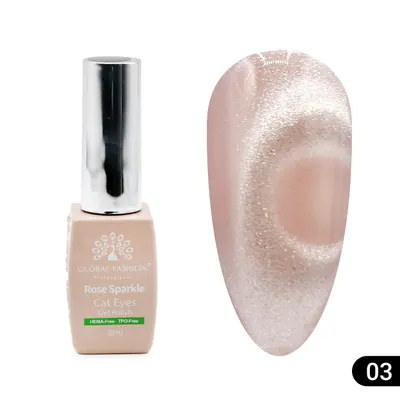 Ojă semipermanentă ochi de pisică Rose Sparkle 8 ml, 03 Engros